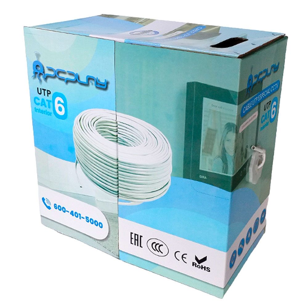 PcPlay Cable UTP Categoría 6 Color Blanco Unifilar Caja 305 metros